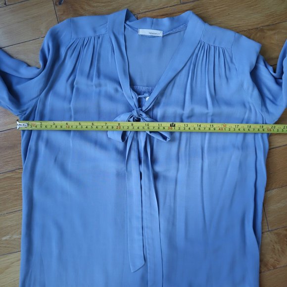 Everly Cornflower Blue Boho Poet's Blouse with Tie, Size S - Picture 16 of 16